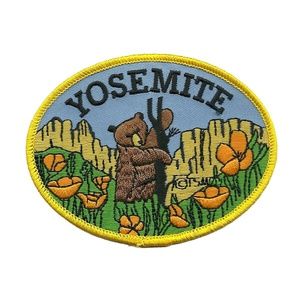 Yosemite National Park Iron On Patch Bear Poppies